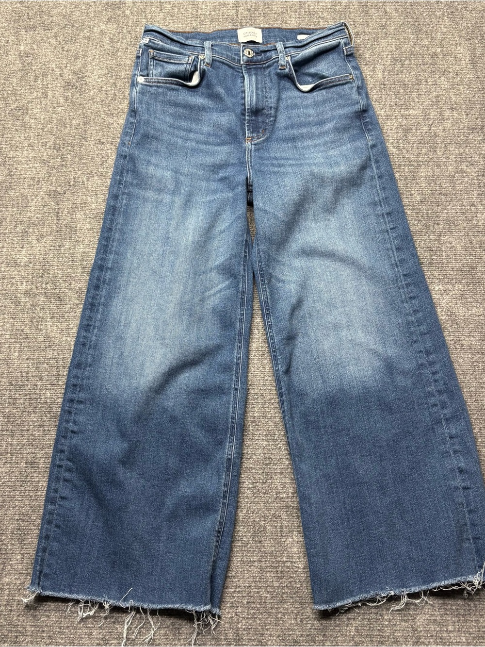 CITIZENS OF HUMANITY Jeans Womens 27 Blue Lyra in Ambry Wide Leg Crop Raw Hem